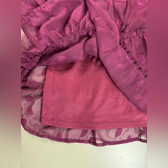 Fall Whimsigoth Lined Mini Dress with Cinched Waist Glitter Rose Mesh Medium - Picture 9 of 14